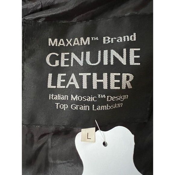 Vintage Maxam Mens Leather Jacket Black Grain Lambskin Zipped Pockets Collared L - Picture 12 of 12